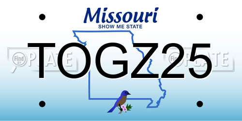 TOGZ25 Missouri License Plate