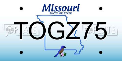 TOGZ75 Missouri License Plate