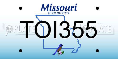 TOI355 Missouri License Plate
