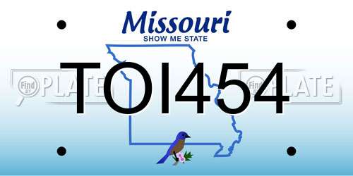 TOI454 Missouri License Plate