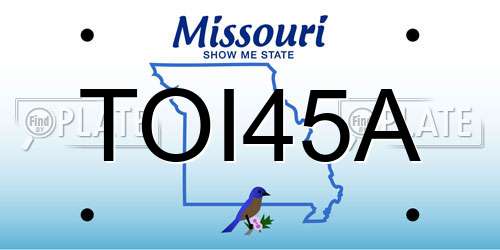 TOI45A Missouri License Plate