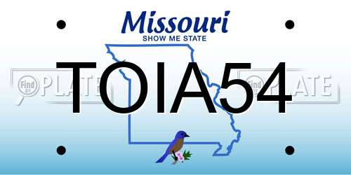 TOIA54 Missouri License Plate
