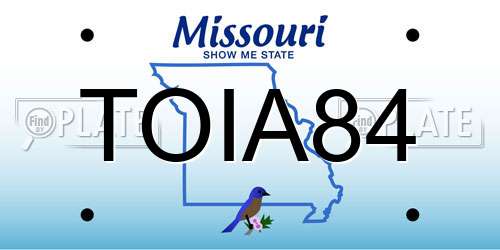 TOIA84 Missouri License Plate