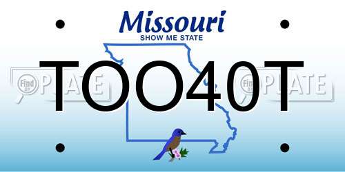 TOO40T Missouri License Plate