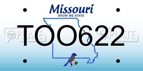 TOO622 Missouri License Plate