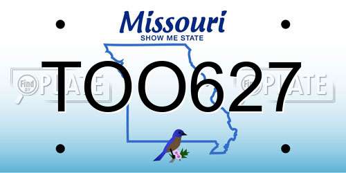 TOO627 Missouri License Plate