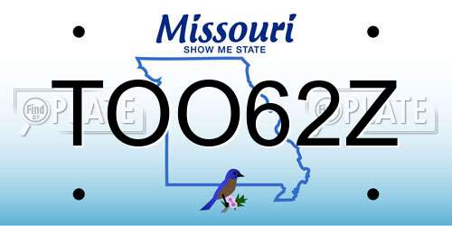 TOO62Z Missouri License Plate