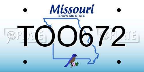 TOO672 Missouri License Plate