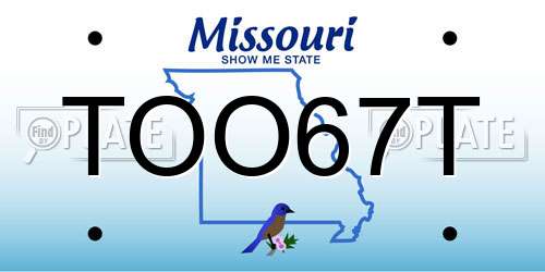 TOO67T Missouri License Plate