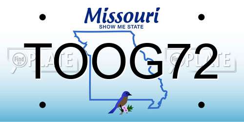 TOOG72 Missouri License Plate