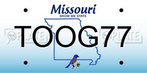 TOOG77 Missouri License Plate