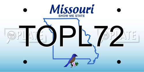 TOPL72 Missouri License Plate