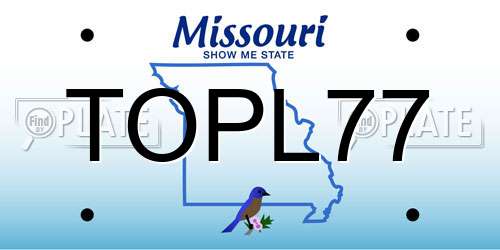 TOPL77 Missouri License Plate