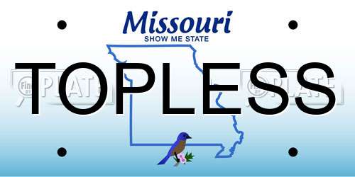 TOPLESS Missouri License Plate