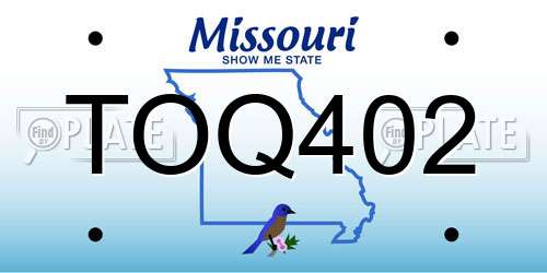 TOQ402 Missouri License Plate