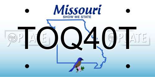 TOQ40T Missouri License Plate