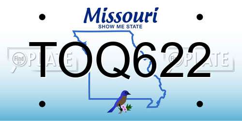 TOQ622 Missouri License Plate
