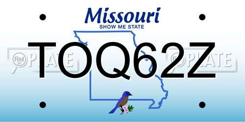 TOQ62Z Missouri License Plate