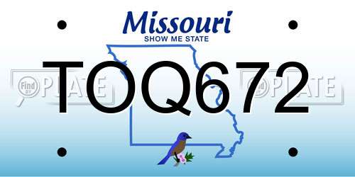 TOQ672 Missouri License Plate