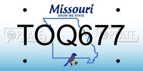 TOQ677 Missouri License Plate