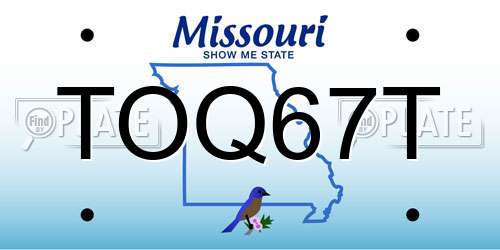 TOQ67T Missouri License Plate