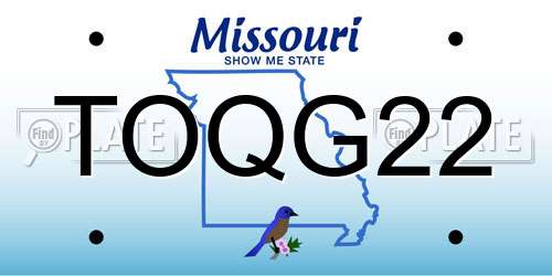 TOQG22 Missouri License Plate