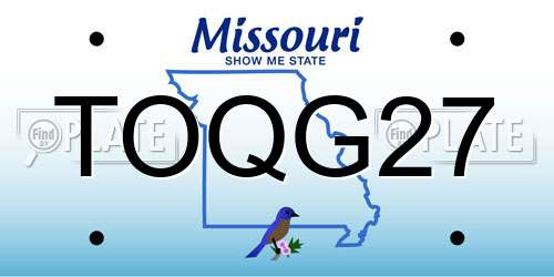 TOQG27 Missouri License Plate