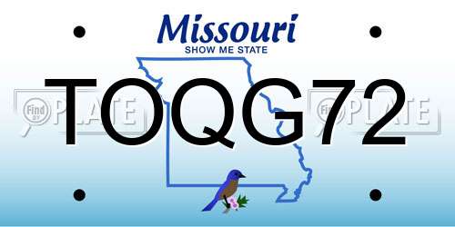 TOQG72 Missouri License Plate