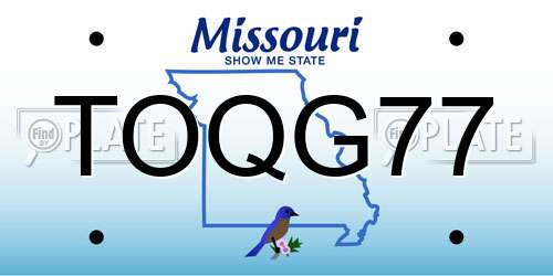 TOQG77 Missouri License Plate