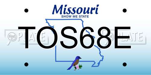TOS68E Missouri License Plate