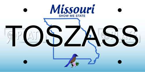 TOSZASS Missouri License Plate