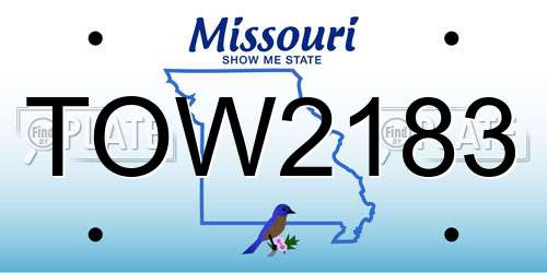 TOW2183 Missouri License Plate
