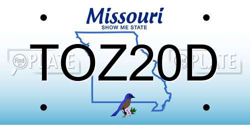 TOZ20D Missouri License Plate