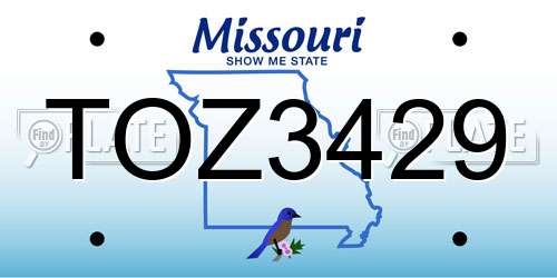 TOZ3429 Missouri License Plate