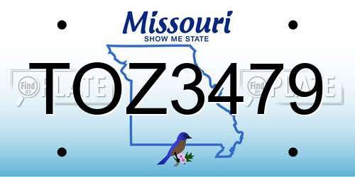 TOZ3479 Missouri License Plate
