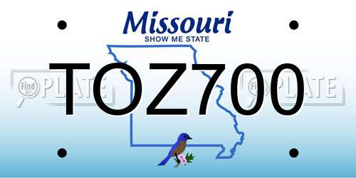 TOZ700 Missouri License Plate