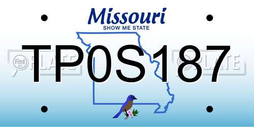 TP0S187 Missouri License Plate