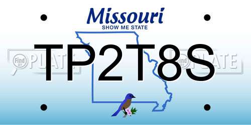 TP2T8S Missouri License Plate