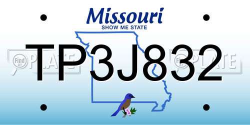 TP3J832 Missouri License Plate