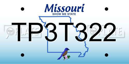 TP3T322 Missouri License Plate