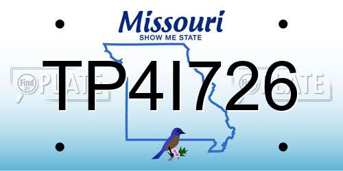 TP4I726 Missouri License Plate