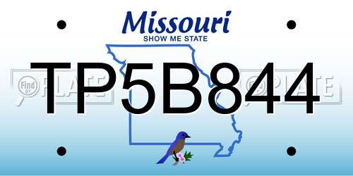 TP5B844 Missouri License Plate