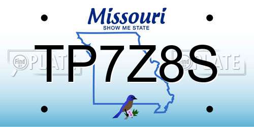 TP7Z8S Missouri License Plate