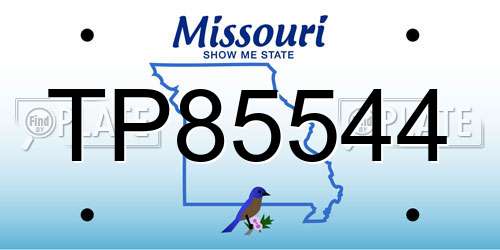 TP85544 Missouri License Plate