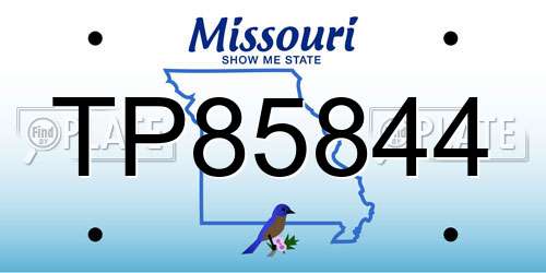 TP85844 Missouri License Plate