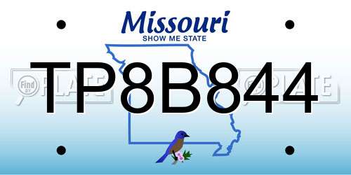 TP8B844 Missouri License Plate