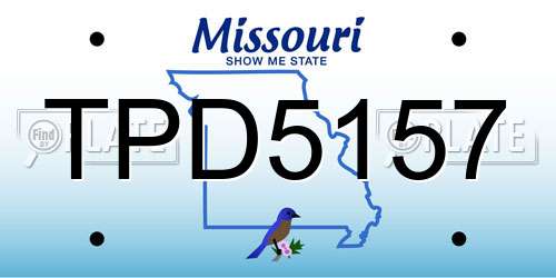 TPD5157 Missouri License Plate