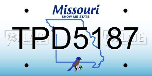 TPD5187 Missouri License Plate