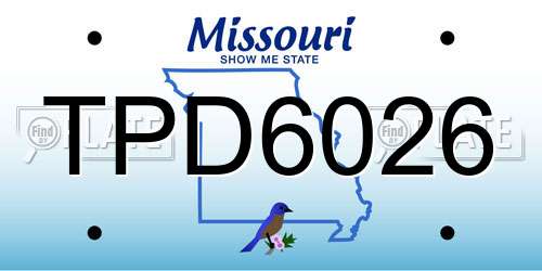 TPD6026 Missouri License Plate