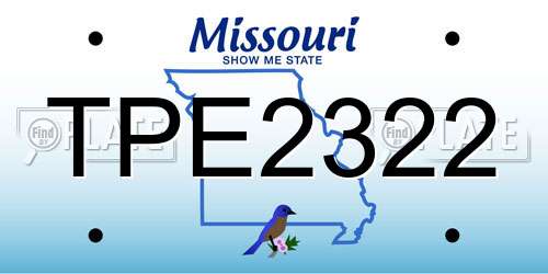 TPE2322 Missouri License Plate